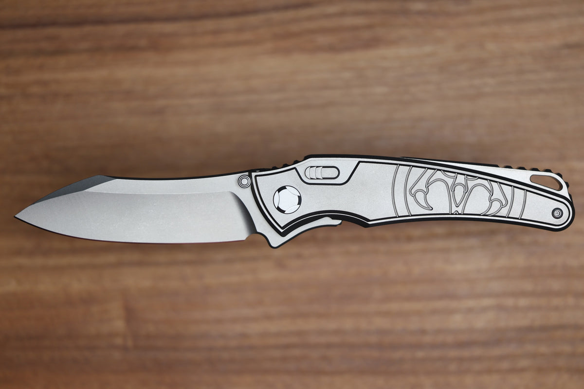 HAWK KNIFE DESIGNS TALON BRIGHTWASHED TITANIUM HANDLE SCALES M390 BLADE