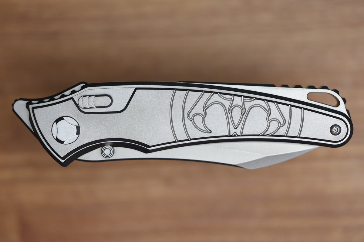 HAWK KNIFE DESIGNS TALON BRIGHTWASHED TITANIUM HANDLE SCALES M390 BLADE