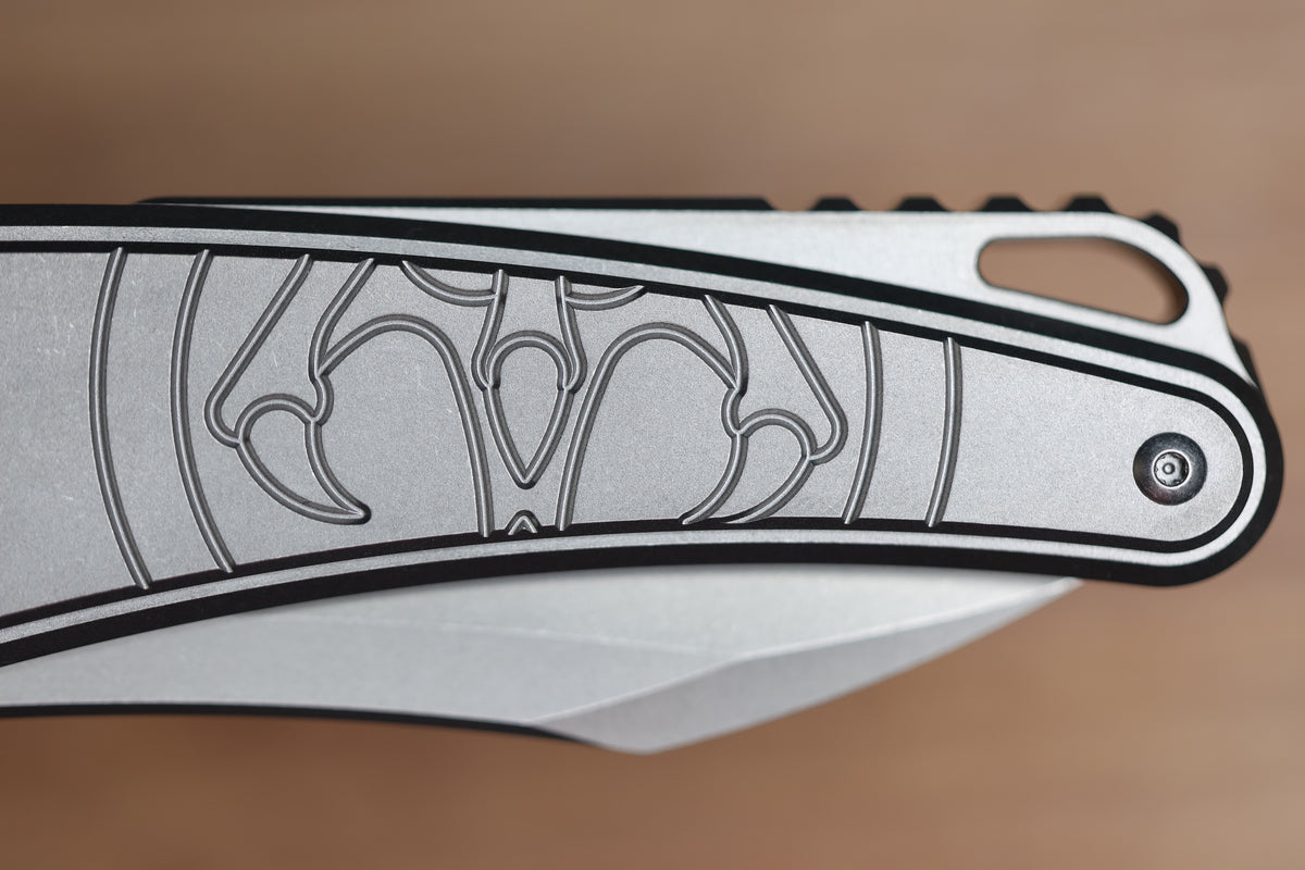 HAWK KNIFE DESIGNS TALON BRIGHTWASHED TITANIUM HANDLE SCALES M390 BLADE