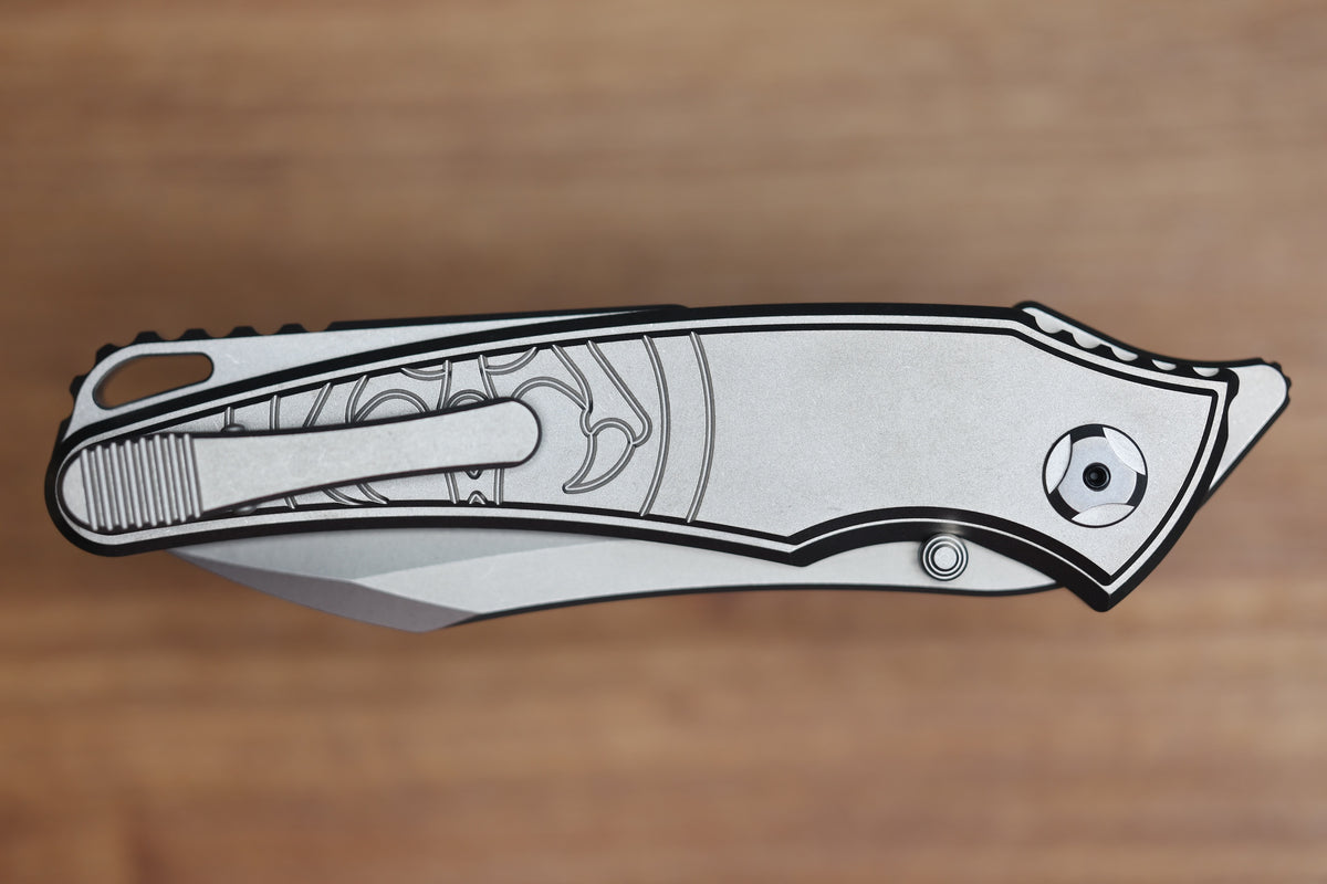 HAWK KNIFE DESIGNS TALON BRIGHTWASHED TITANIUM HANDLE SCALES M390 BLADE