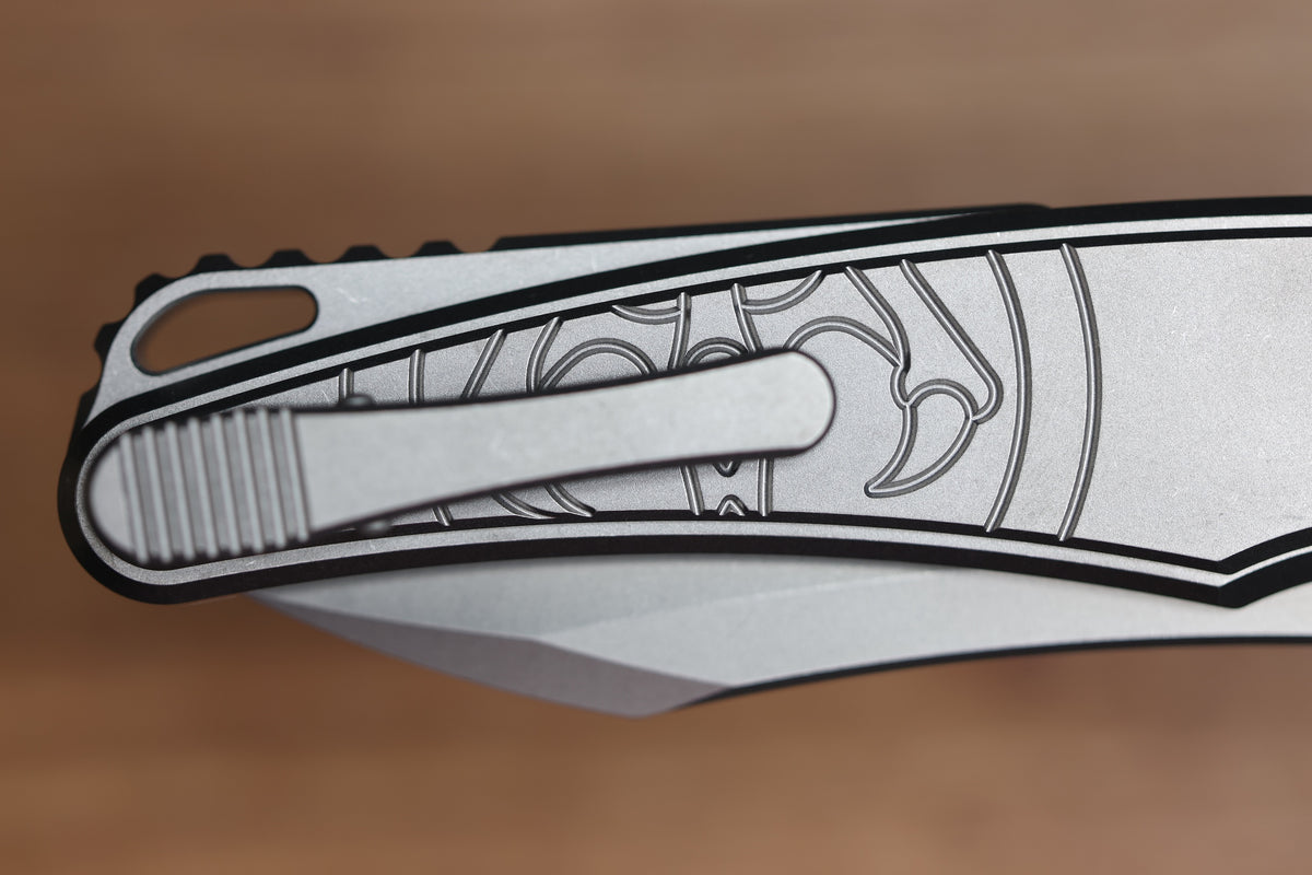 HAWK KNIFE DESIGNS TALON BRIGHTWASHED TITANIUM HANDLE SCALES M390 BLADE