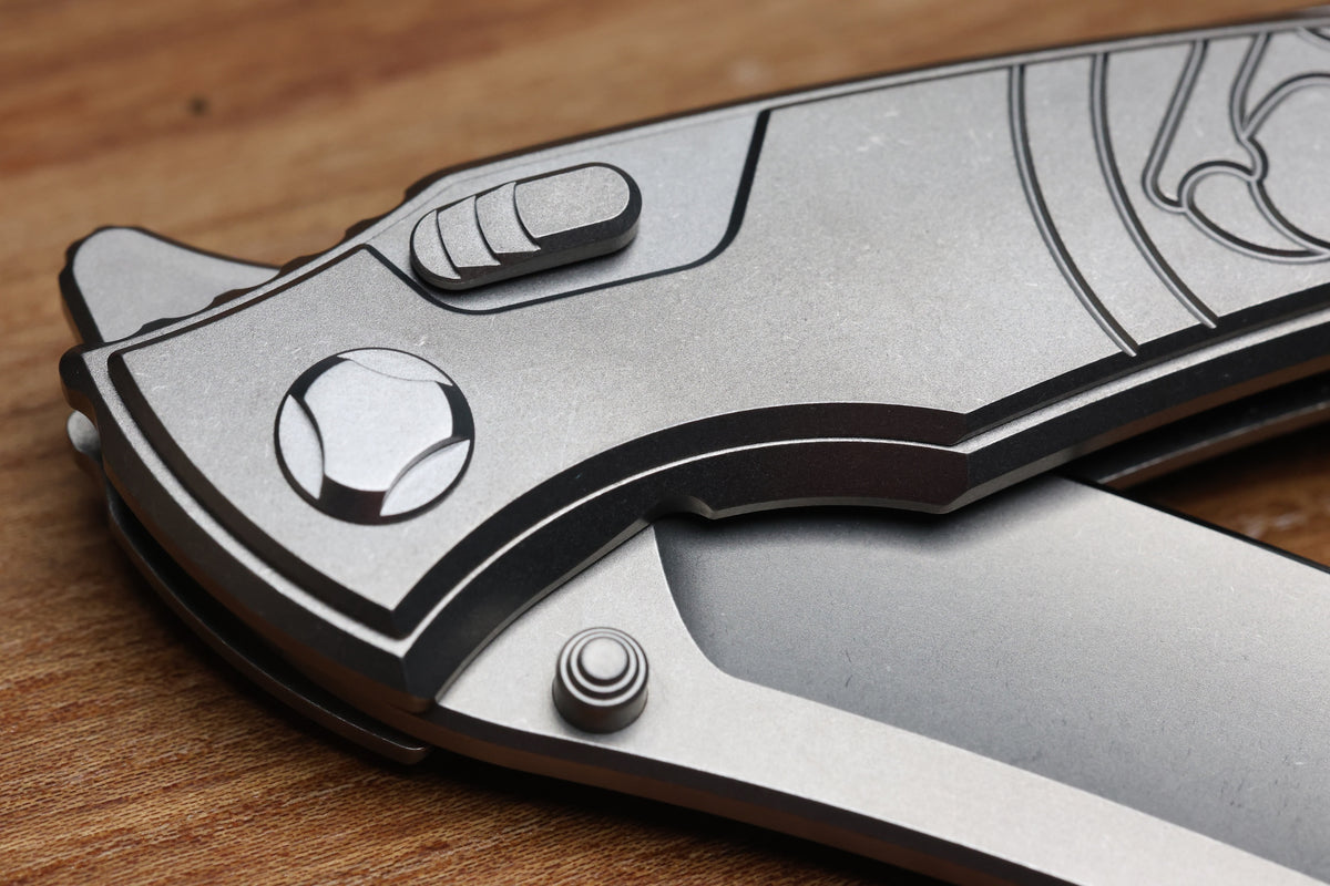 HAWK KNIFE DESIGNS TALON BRIGHTWASHED TITANIUM HANDLE SCALES M390 BLADE