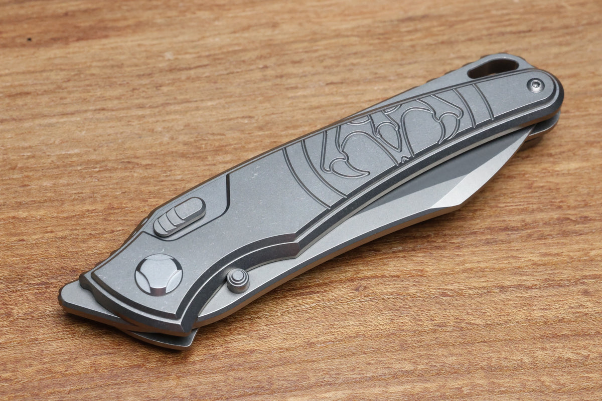 HAWK KNIFE DESIGNS TALON BRIGHTWASHED TITANIUM HANDLE SCALES M390 BLADE