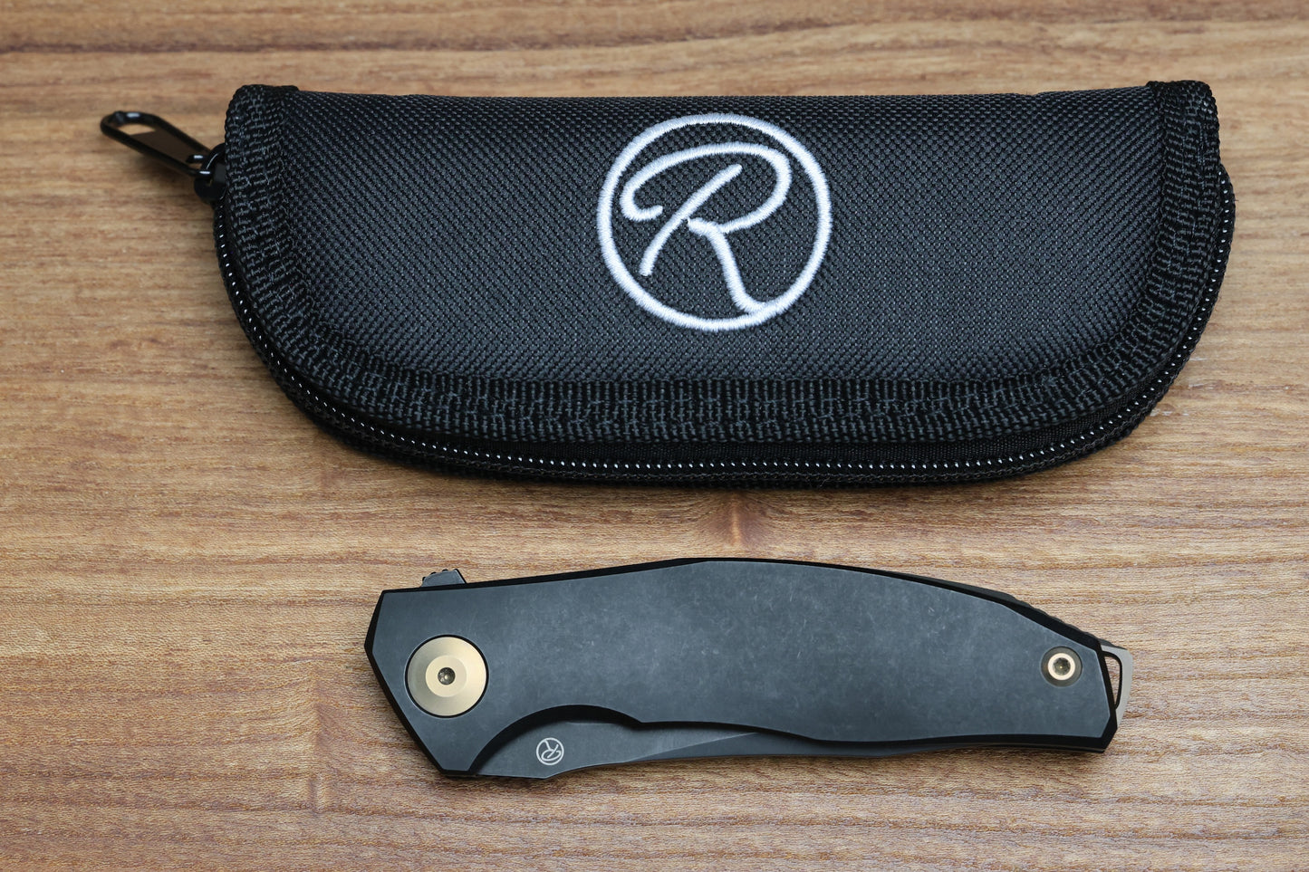 RECONNAISSANCE ADZIN FLIPPER – PVD M390 BLADE – PVD TITANIUM HANDLE W/ BRONZE ACCENTS