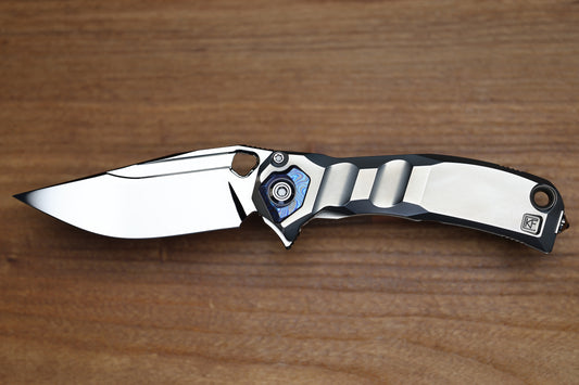 CUSTOM KNIFE FACTORY & ANTHONY MARFIONE COLLABORATION RATAX W/ POLISHED TITANIUM INTEGRAL HANDLE & MIRROR POLISHED M398
