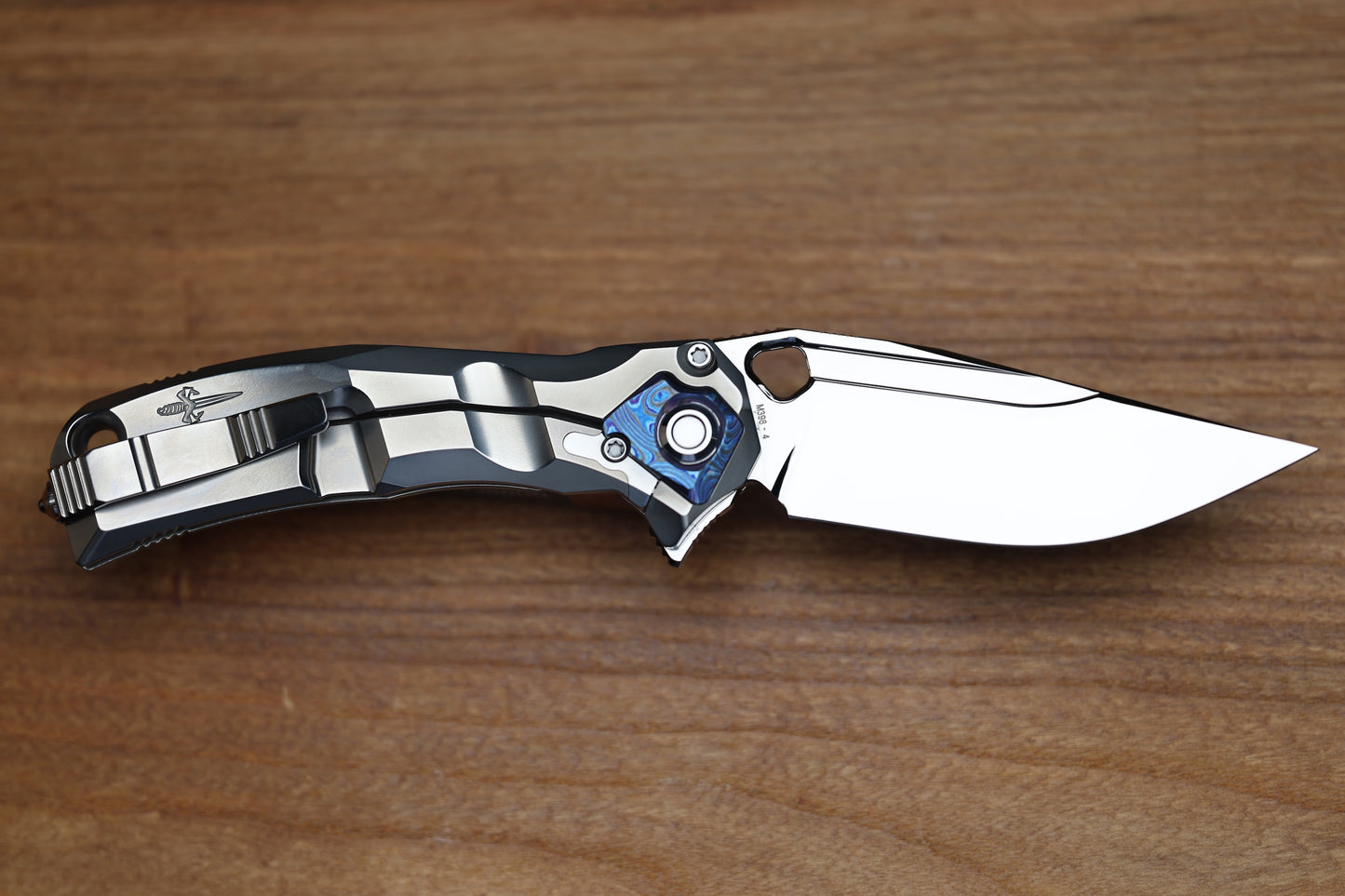 CUSTOM KNIFE FACTORY & ANTHONY MARFIONE COLLABORATION RATAX W/ POLISHED TITANIUM INTEGRAL HANDLE & MIRROR POLISHED M398