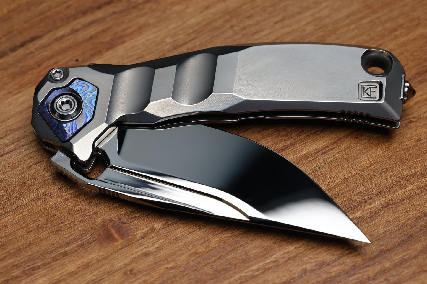 CUSTOM KNIFE FACTORY & ANTHONY MARFIONE COLLABORATION RATAX W/ POLISHED TITANIUM INTEGRAL HANDLE & MIRROR POLISHED M398