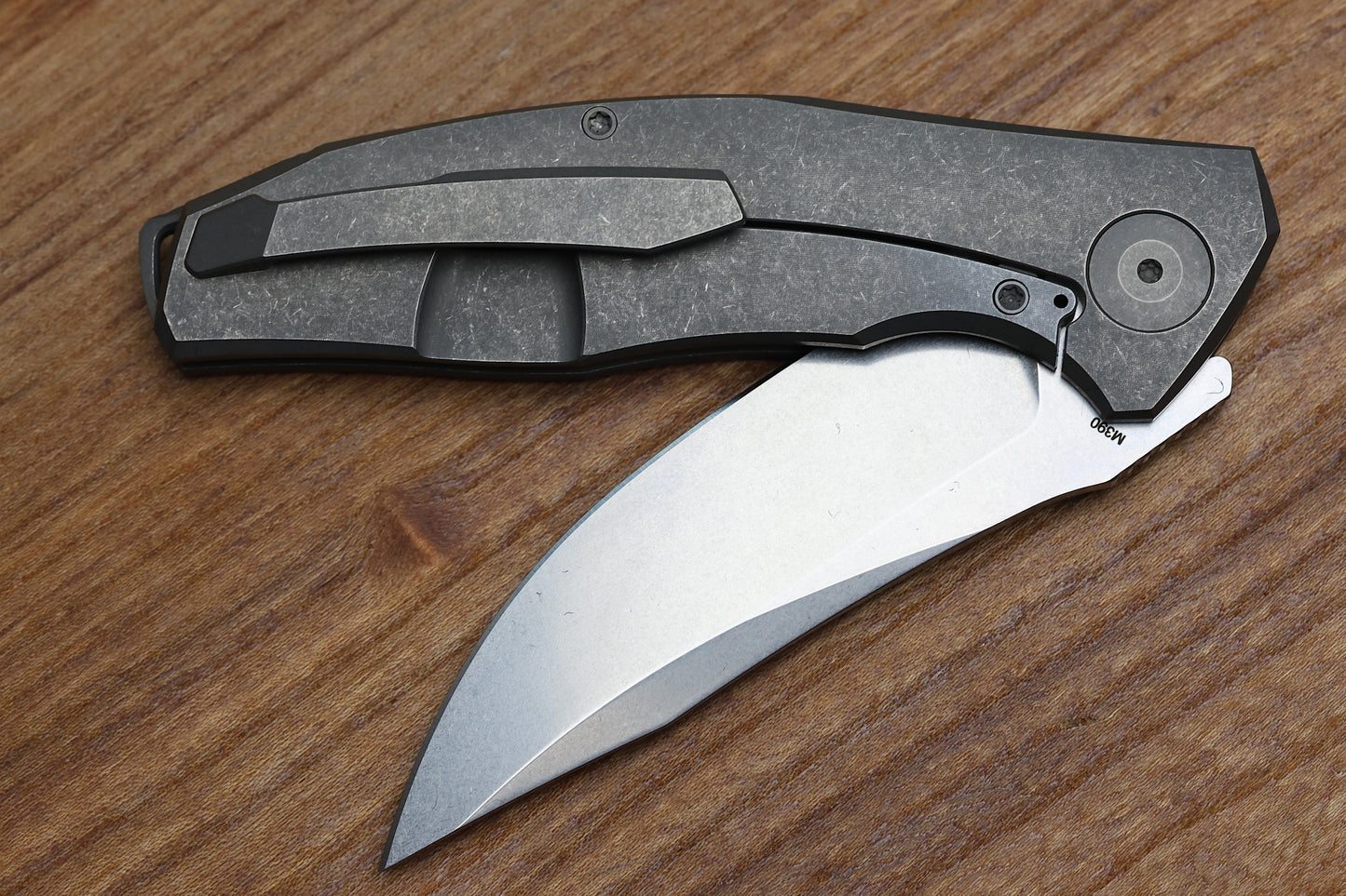 RECONNAISSANCE ADZIN FLIPPER – STONEWASH M390 BLADE – STONEWASH TITANIUM HANDLE