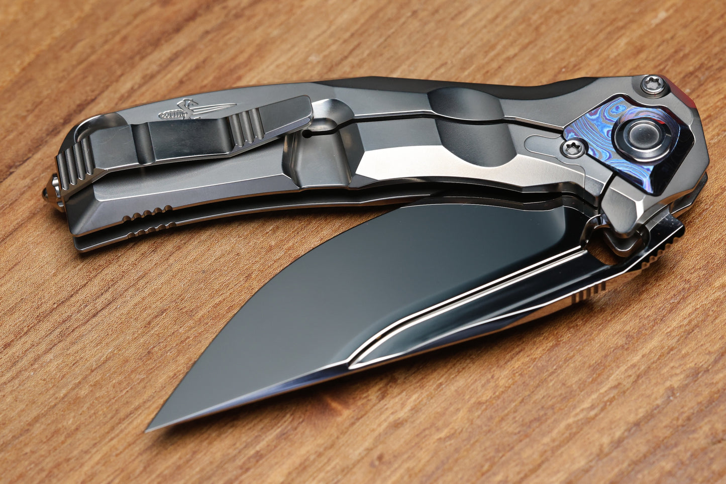 CUSTOM KNIFE FACTORY & ANTHONY MARFIONE COLLABORATION RATAX W/ POLISHED TITANIUM INTEGRAL HANDLE & MIRROR POLISHED M398
