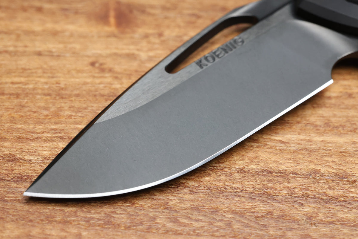 KOENIG MINI ARIUS - DLC OSSEUS 2.0 TITANIUM HANDLE - DLC HARDWARE - DLC BURNISHED W/ POLISHED FLATS M390 BLADE