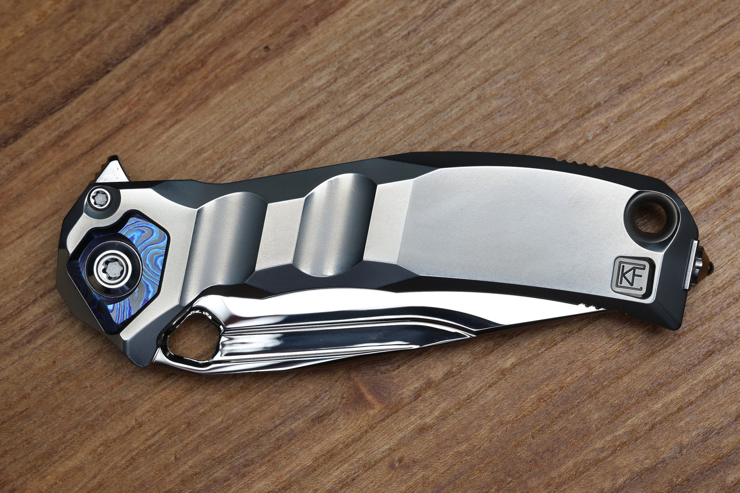 CUSTOM KNIFE FACTORY & ANTHONY MARFIONE COLLABORATION RATAX W/ POLISHED TITANIUM INTEGRAL HANDLE & MIRROR POLISHED M398