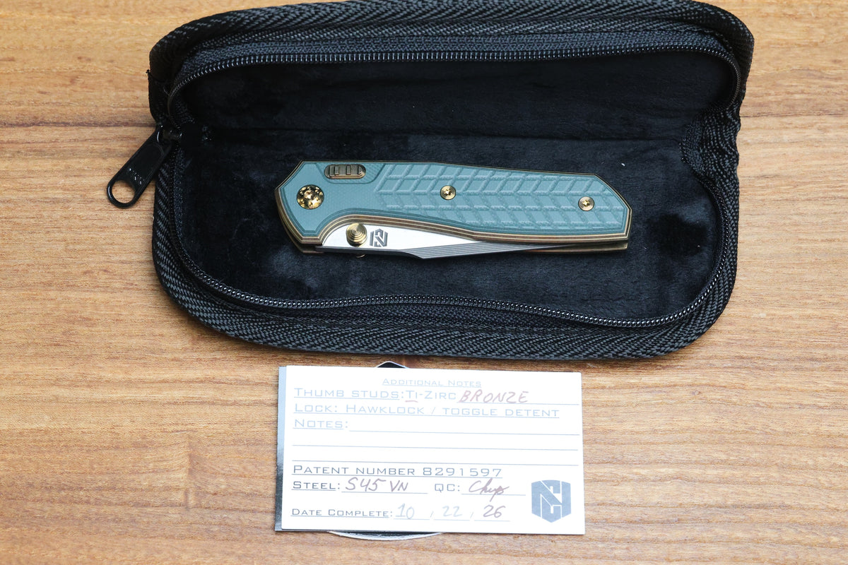 NCC KNIVES RAGNAROK HAWK V4 BRONZE CRACKED ICE FORREST GREEN G10 INLAY HARPOON TANTO S45VN BLADE