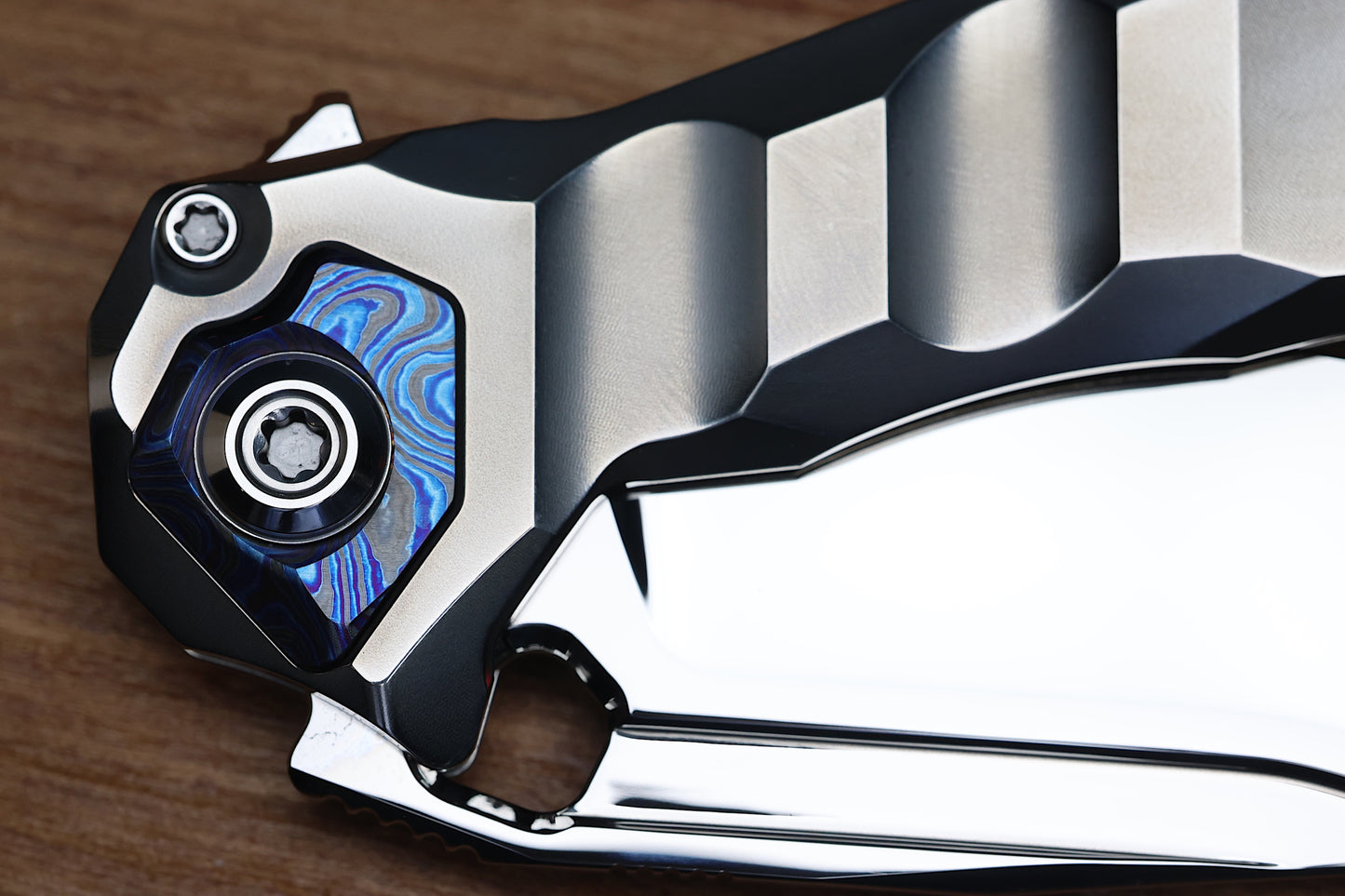 CUSTOM KNIFE FACTORY & ANTHONY MARFIONE COLLABORATION RATAX W/ POLISHED TITANIUM INTEGRAL HANDLE & MIRROR POLISHED M398