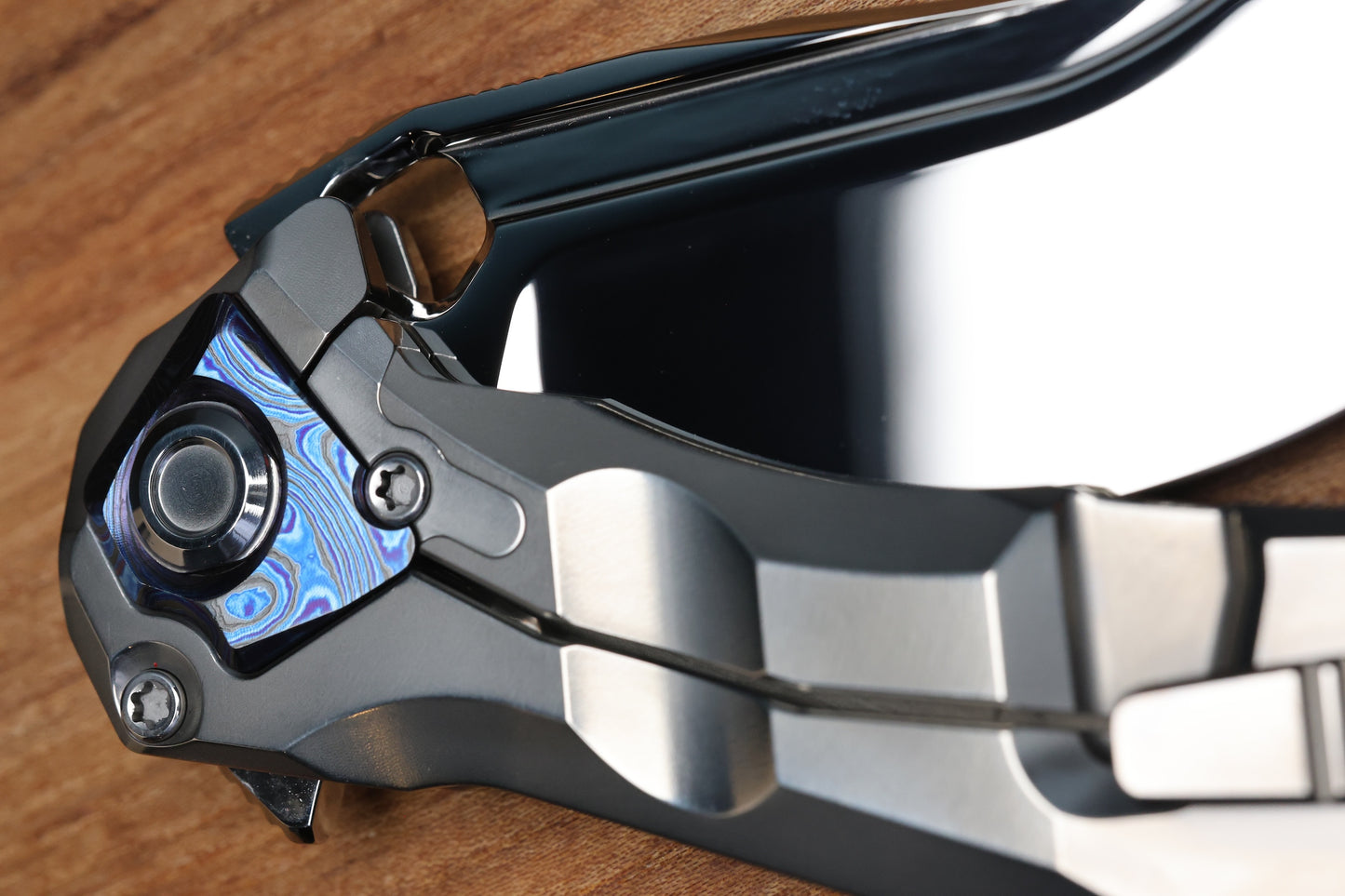 CUSTOM KNIFE FACTORY & ANTHONY MARFIONE COLLABORATION RATAX W/ POLISHED TITANIUM INTEGRAL HANDLE & MIRROR POLISHED M398