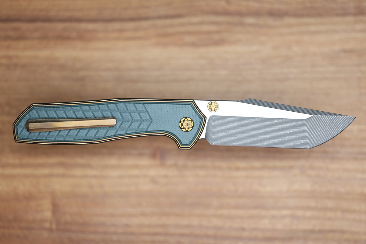 NCC KNIVES RAGNAROK HAWK V4 BRONZE CRACKED ICE FORREST GREEN G10 INLAY HARPOON TANTO S45VN BLADE