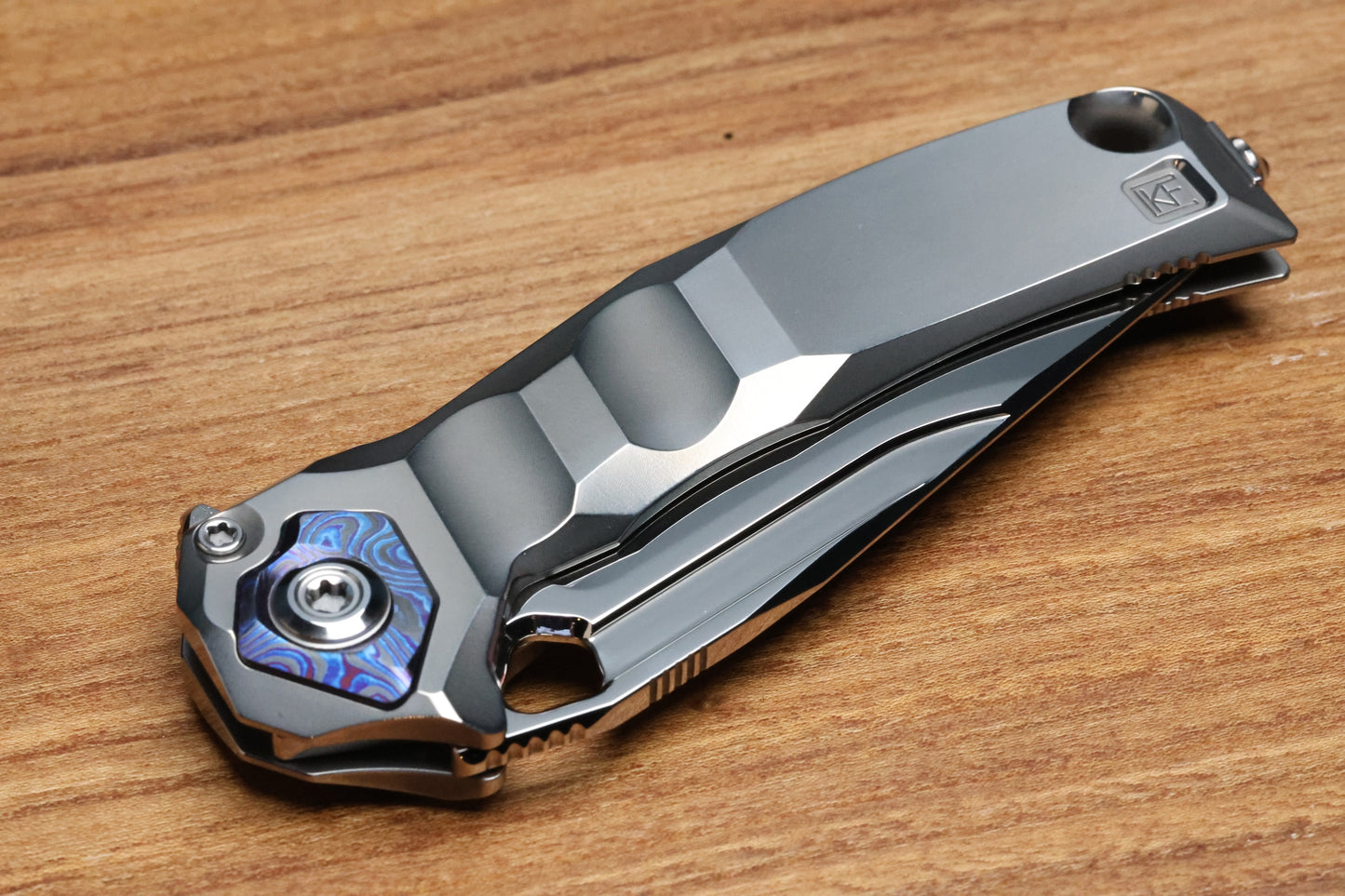 CUSTOM KNIFE FACTORY & ANTHONY MARFIONE COLLABORATION RATAX W/ POLISHED TITANIUM INTEGRAL HANDLE & MIRROR POLISHED M398