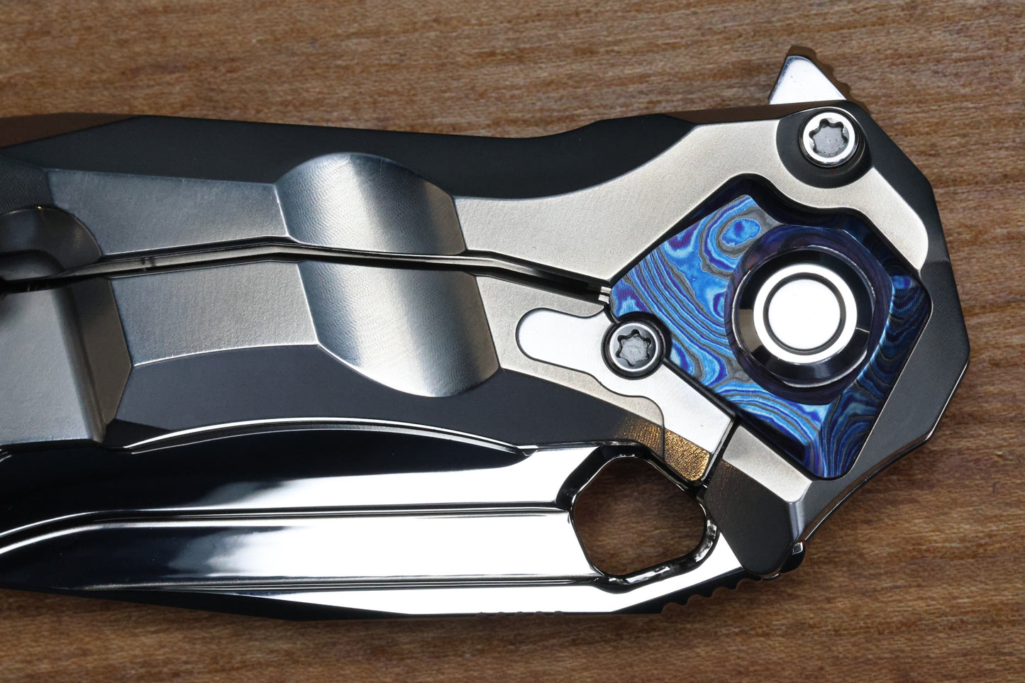 CUSTOM KNIFE FACTORY & ANTHONY MARFIONE COLLABORATION RATAX W/ POLISHED TITANIUM INTEGRAL HANDLE & MIRROR POLISHED M398