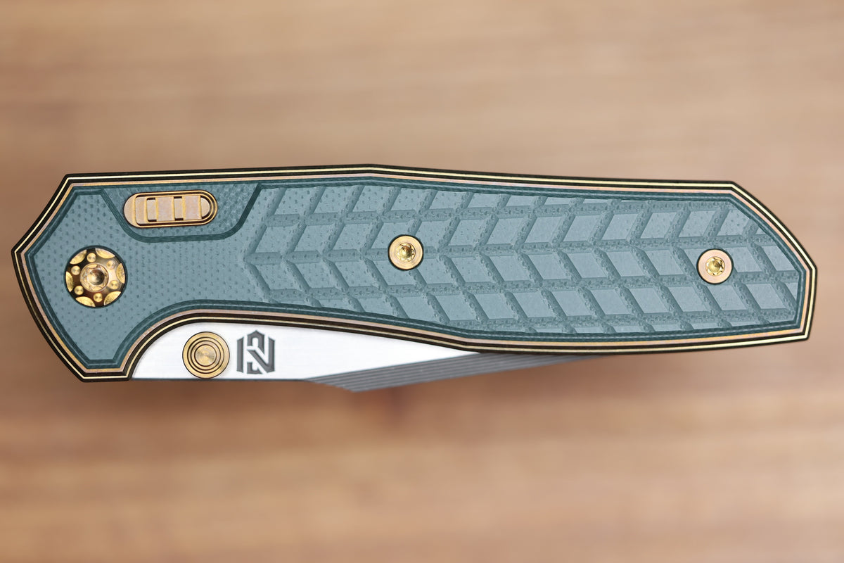 NCC KNIVES RAGNAROK HAWK V4 BRONZE CRACKED ICE FORREST GREEN G10 INLAY HARPOON TANTO S45VN BLADE