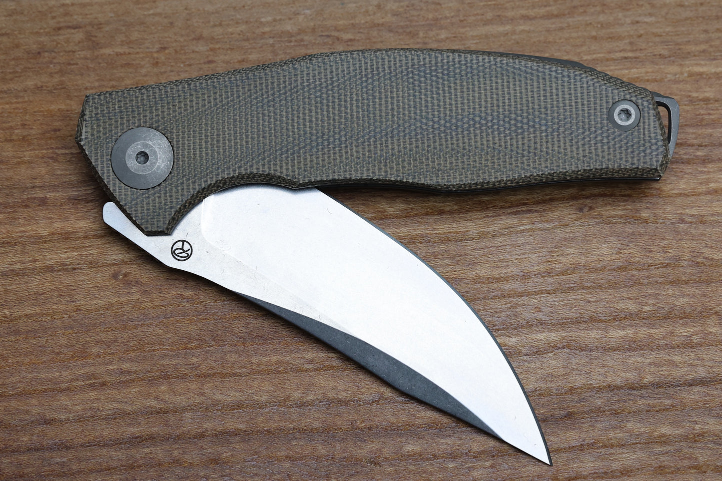 RECONNAISSANCE ADZIN FLIPPER – STONEWASH M390 BLADE – GREEN MICARTA-TITANIUM HANDLE