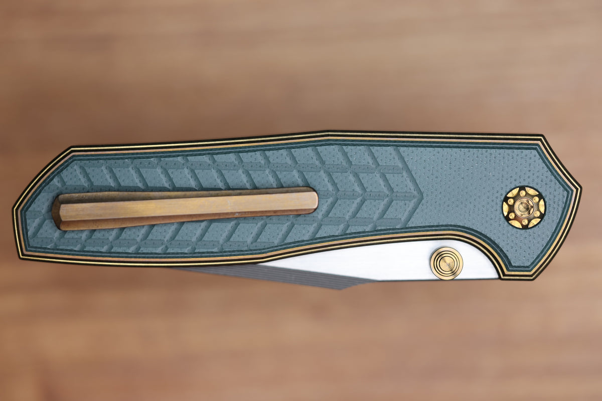 NCC KNIVES RAGNAROK HAWK V4 BRONZE CRACKED ICE FORREST GREEN G10 INLAY HARPOON TANTO S45VN BLADE