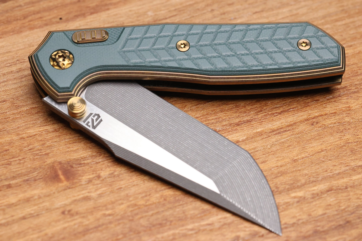 NCC KNIVES RAGNAROK HAWK V4 BRONZE CRACKED ICE FORREST GREEN G10 INLAY HARPOON TANTO S45VN BLADE