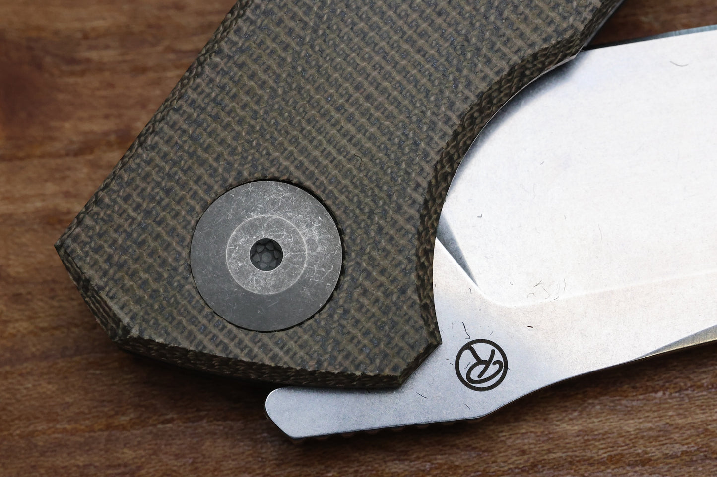 RECONNAISSANCE ADZIN FLIPPER – STONEWASH M390 BLADE – GREEN MICARTA-TITANIUM HANDLE