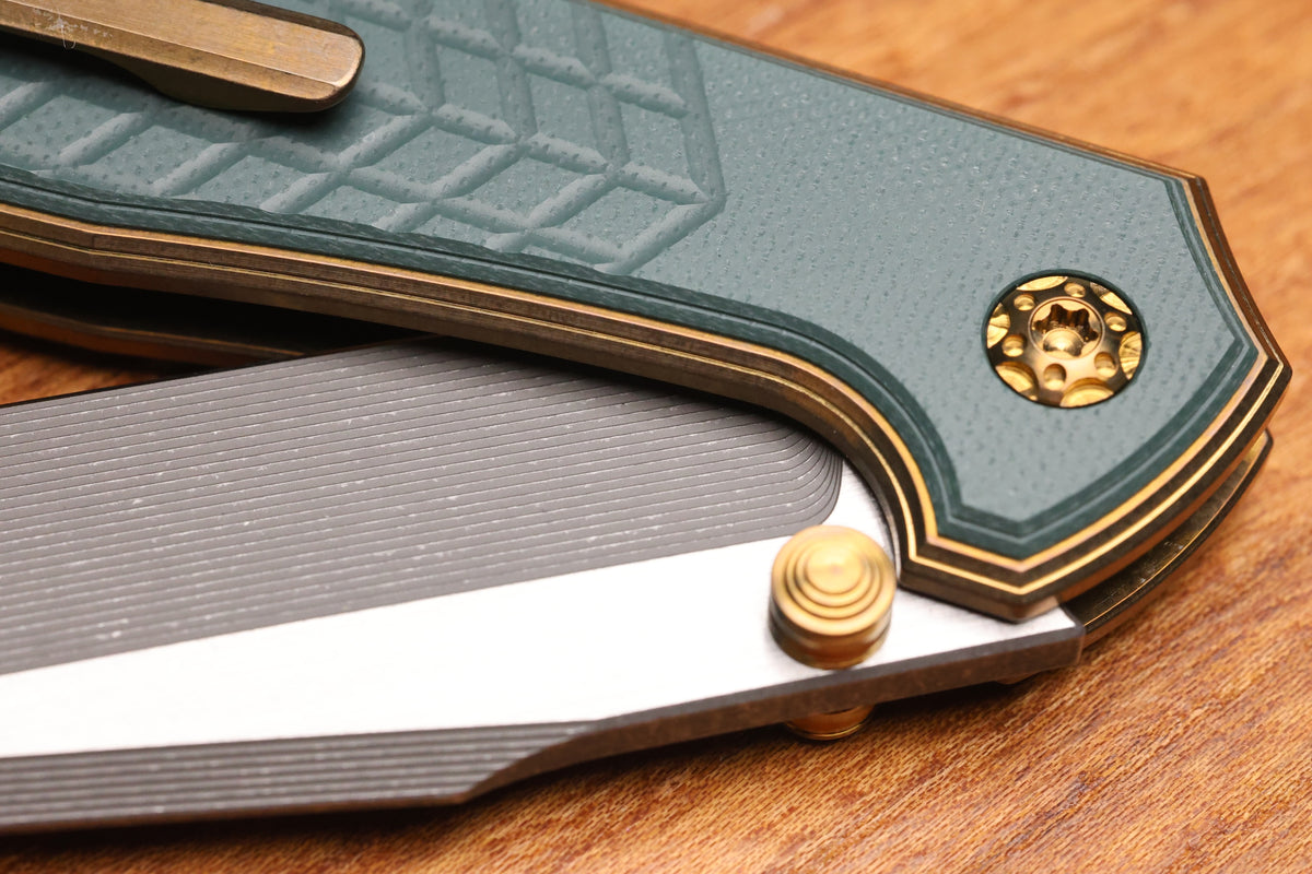 NCC KNIVES RAGNAROK HAWK V4 BRONZE CRACKED ICE FORREST GREEN G10 INLAY HARPOON TANTO S45VN BLADE