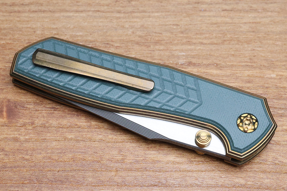 NCC KNIVES RAGNAROK HAWK V4 BRONZE CRACKED ICE FORREST GREEN G10 INLAY HARPOON TANTO S45VN BLADE
