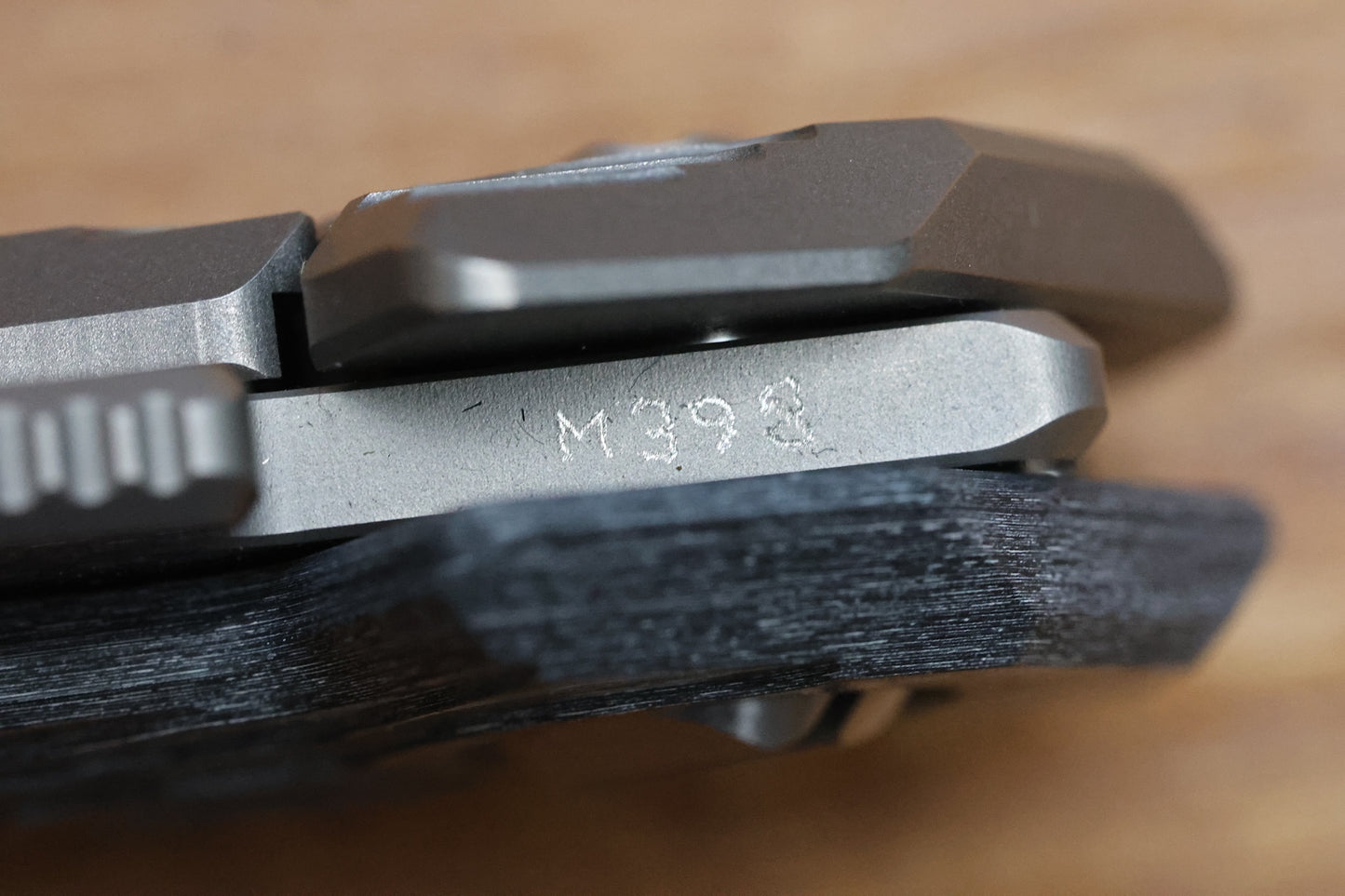 ALEXEY KONYGIN NEW GEN BARMAGLOT CUSTOM WHITE CARBOTI AND TITANIUM HANDLES M398 HAND SATIN BLADE (PREOWNED)