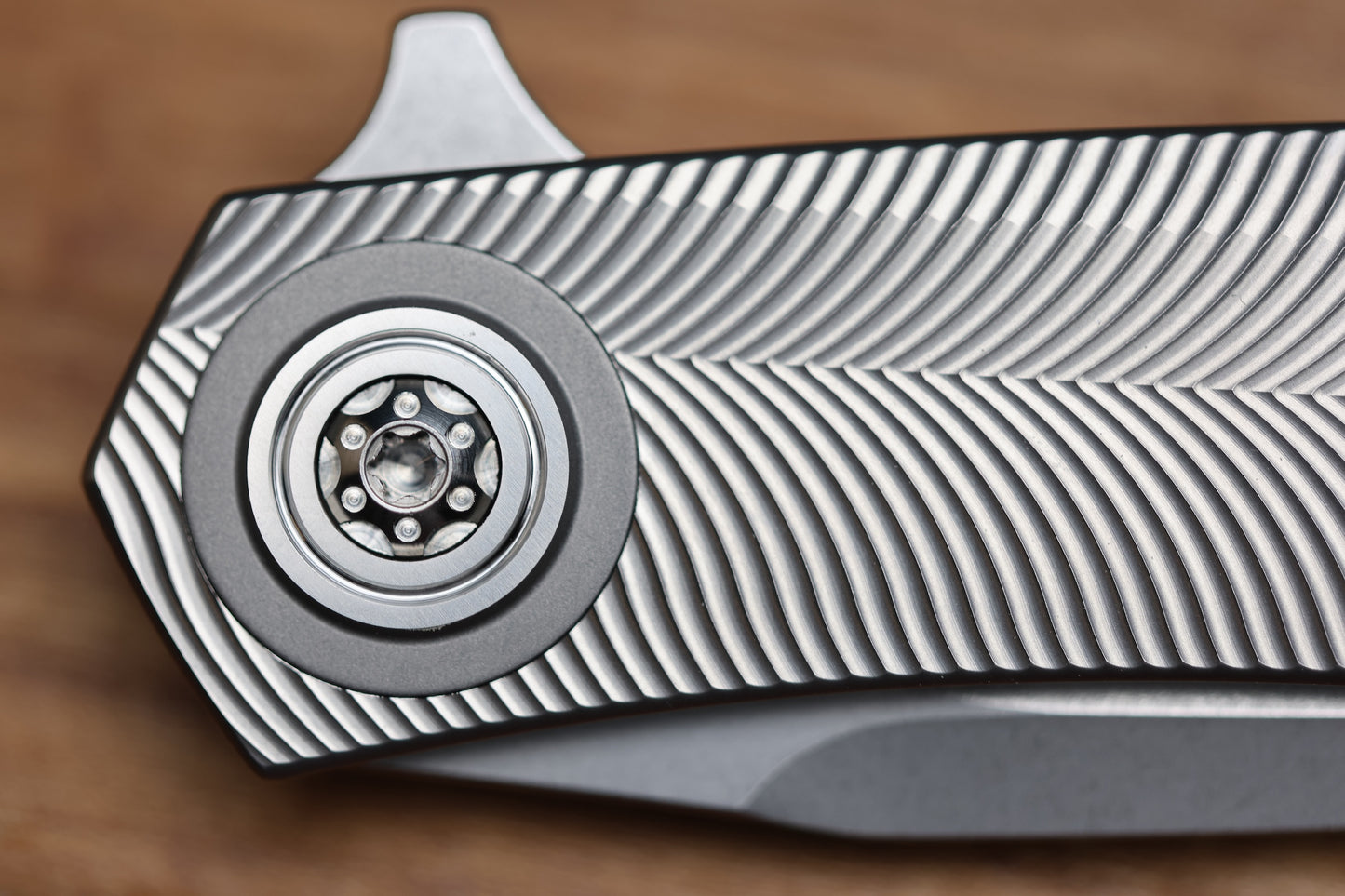 SKIFF MADE BLADES ASYLUM MILLED TITANIUM SCALES TITANIUM HARDWARE STONEWASHED S45VN BLADE #165