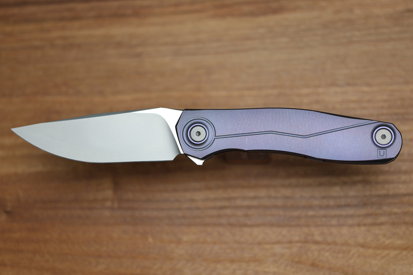 ULDANOV CUSTOM KNIVES R2 W/ MILLED TITANIUM BLURPLE HANDLES & MAGNACUT BLADE