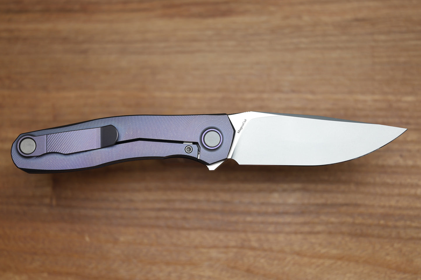 ULDANOV CUSTOM KNIVES R2 W/ MILLED TITANIUM BLURPLE HANDLES & MAGNACUT BLADE