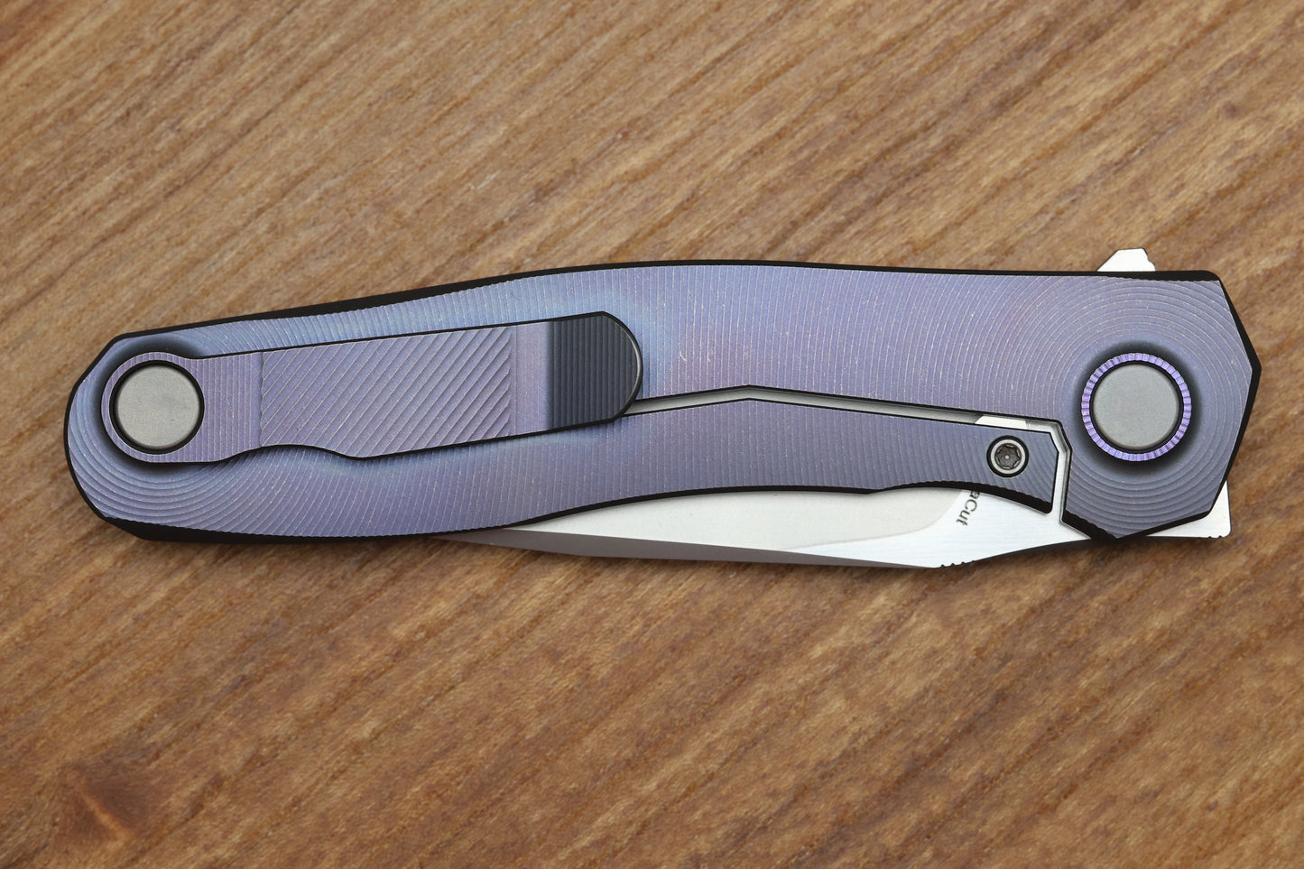 ULDANOV CUSTOM KNIVES R2 W/ MILLED TITANIUM BLURPLE HANDLES & MAGNACUT BLADE
