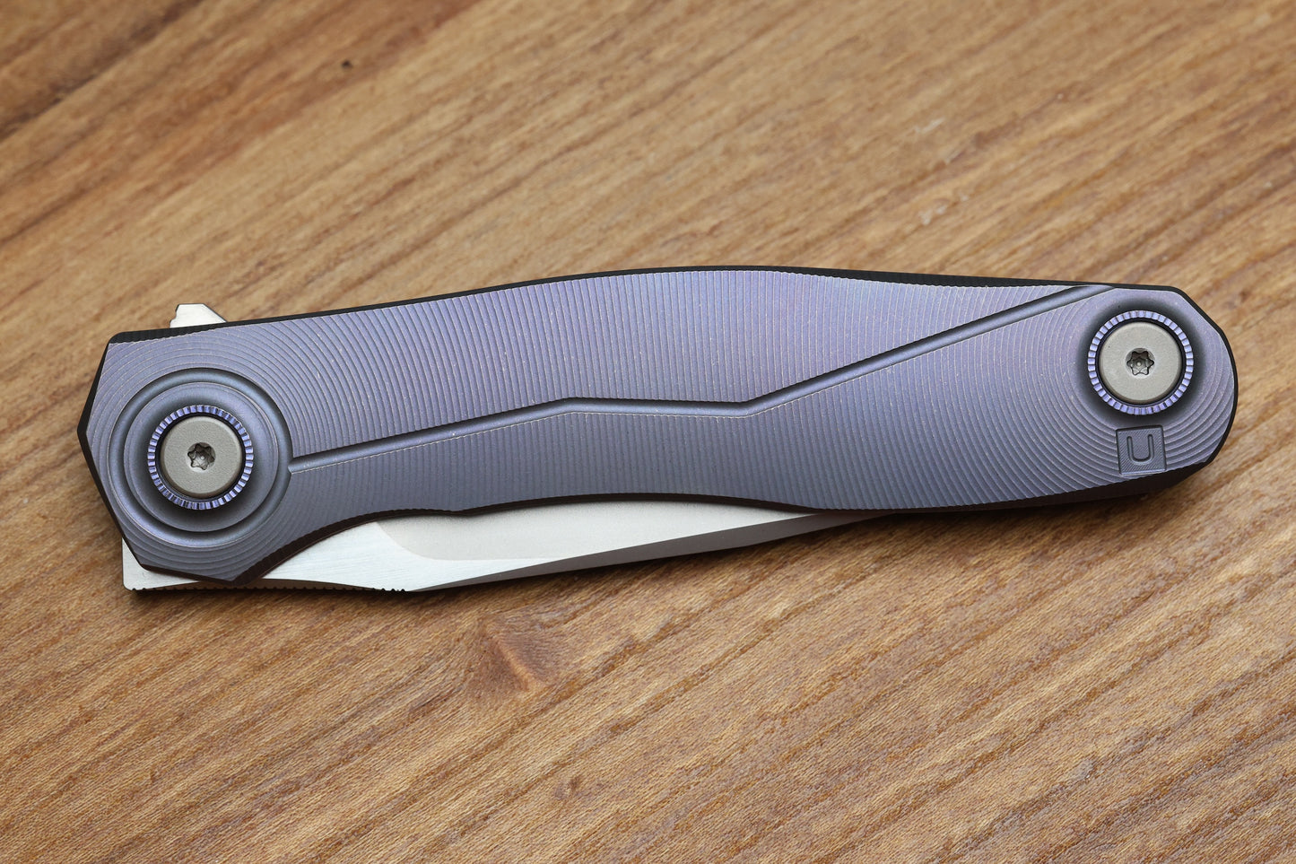 ULDANOV CUSTOM KNIVES R2 W/ MILLED TITANIUM BLURPLE HANDLES & MAGNACUT BLADE