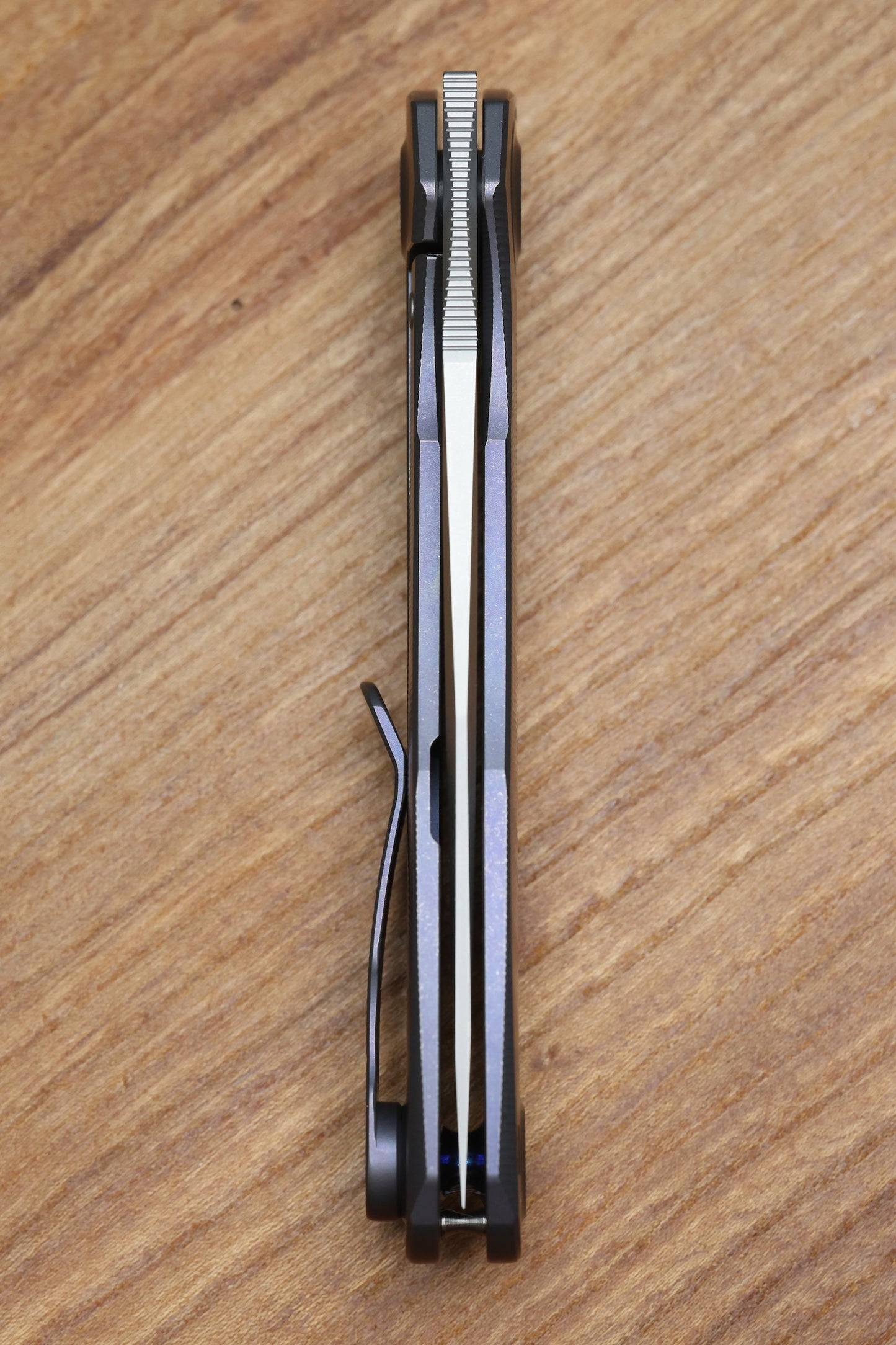 ULDANOV CUSTOM KNIVES R2 W/ MILLED TITANIUM BLURPLE HANDLES & MAGNACUT BLADE