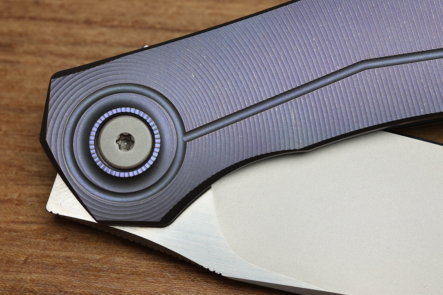 ULDANOV CUSTOM KNIVES R2 W/ MILLED TITANIUM BLURPLE HANDLES & MAGNACUT BLADE