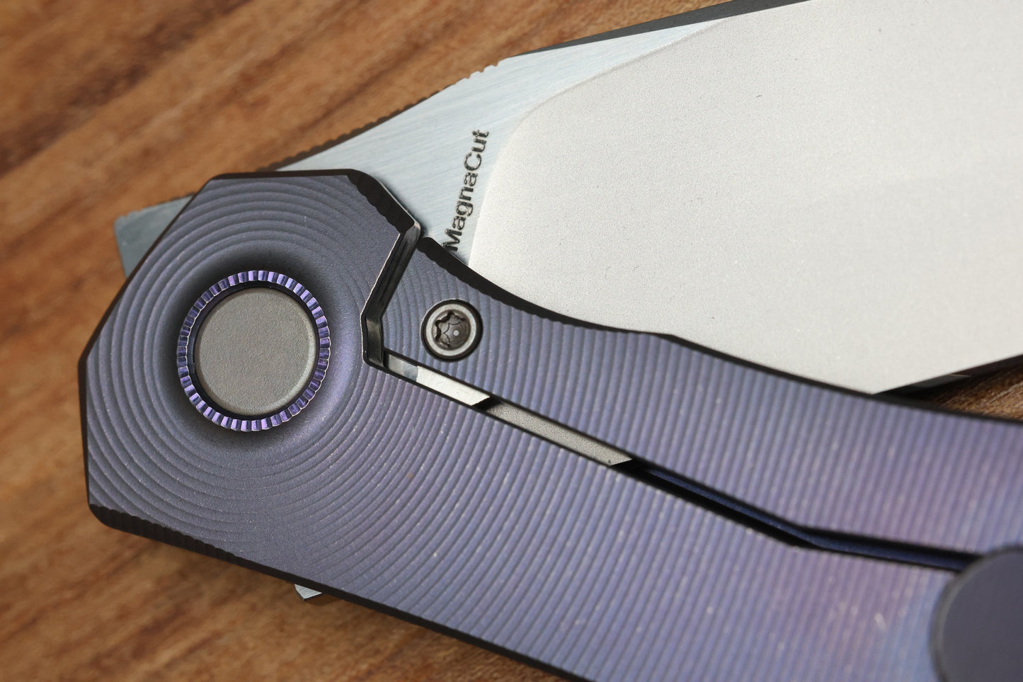 ULDANOV CUSTOM KNIVES R2 W/ MILLED TITANIUM BLURPLE HANDLES & MAGNACUT BLADE
