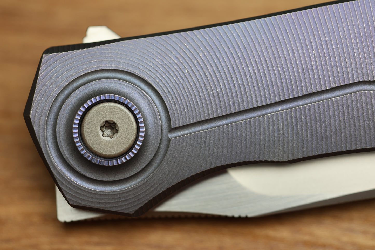 ULDANOV CUSTOM KNIVES R2 W/ MILLED TITANIUM BLURPLE HANDLES & MAGNACUT BLADE