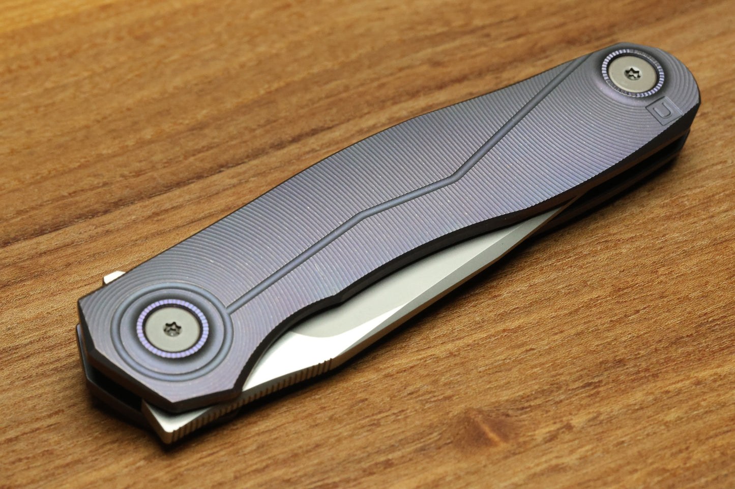 ULDANOV CUSTOM KNIVES R2 W/ MILLED TITANIUM BLURPLE HANDLES & MAGNACUT BLADE