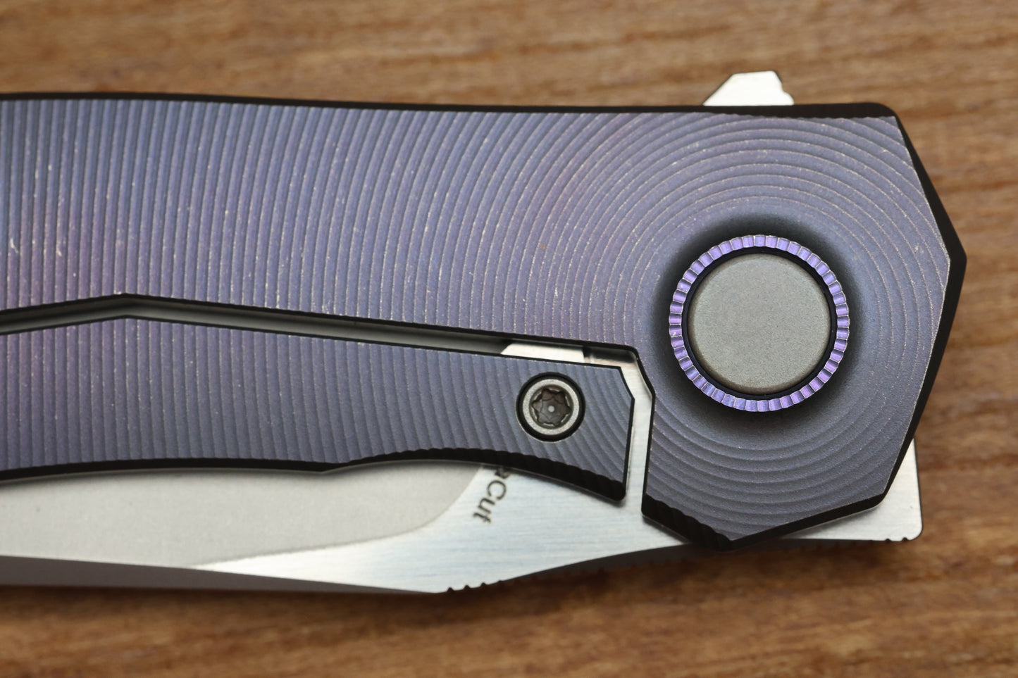 ULDANOV CUSTOM KNIVES R2 W/ MILLED TITANIUM BLURPLE HANDLES & MAGNACUT BLADE