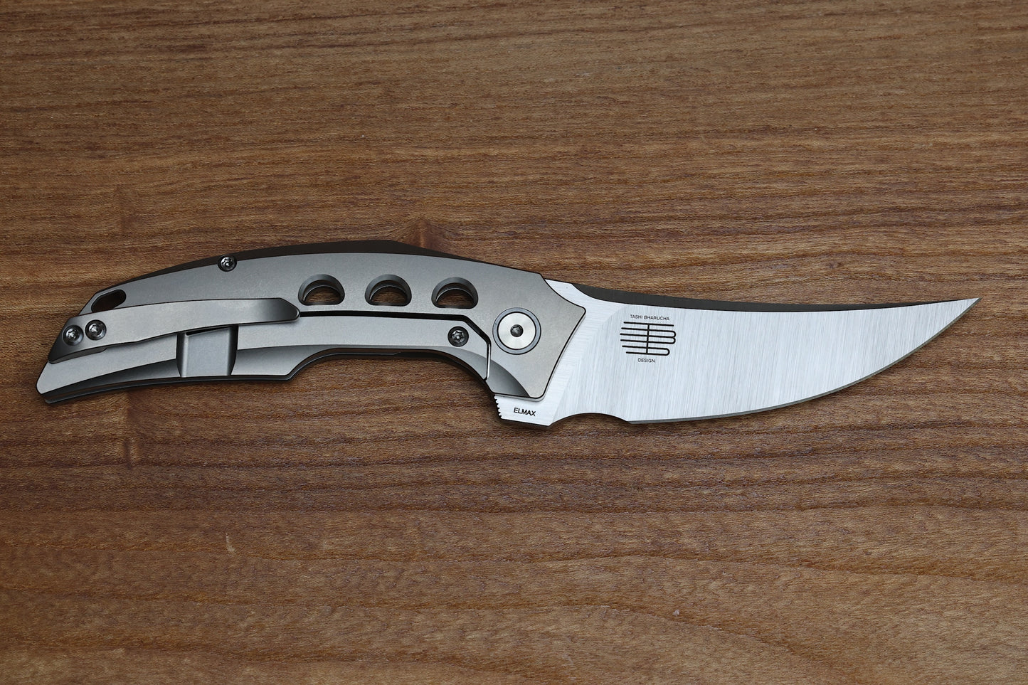 REATE KNIVES VELOCITY TASHI BHARUCHA BEAD BLAST TITANIUM HANDLES & ELMAX