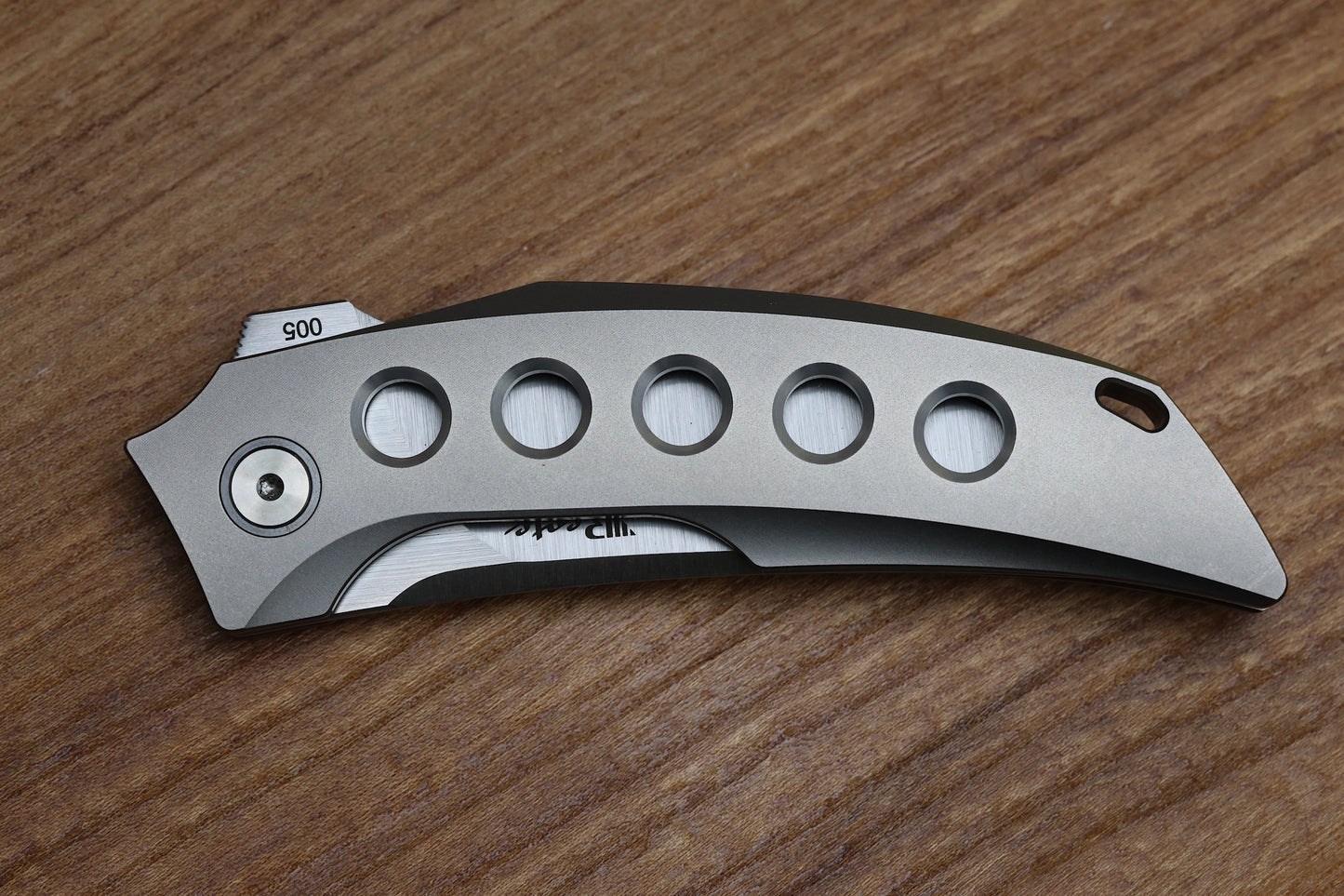 REATE KNIVES VELOCITY TASHI BHARUCHA BEAD BLAST TITANIUM HANDLES & ELMAX