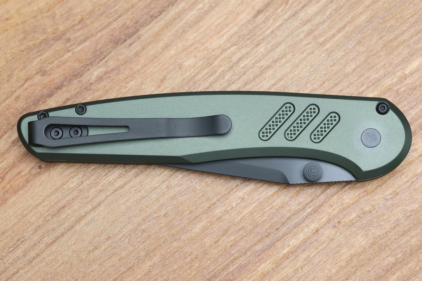 PRO-TECH AVALON PEACE NEIGHBOR W/ GREEN KNURLED ALUMINUM HANDLE & DLC MAGNACUT BLADE SHOW TEXAS LIMITED