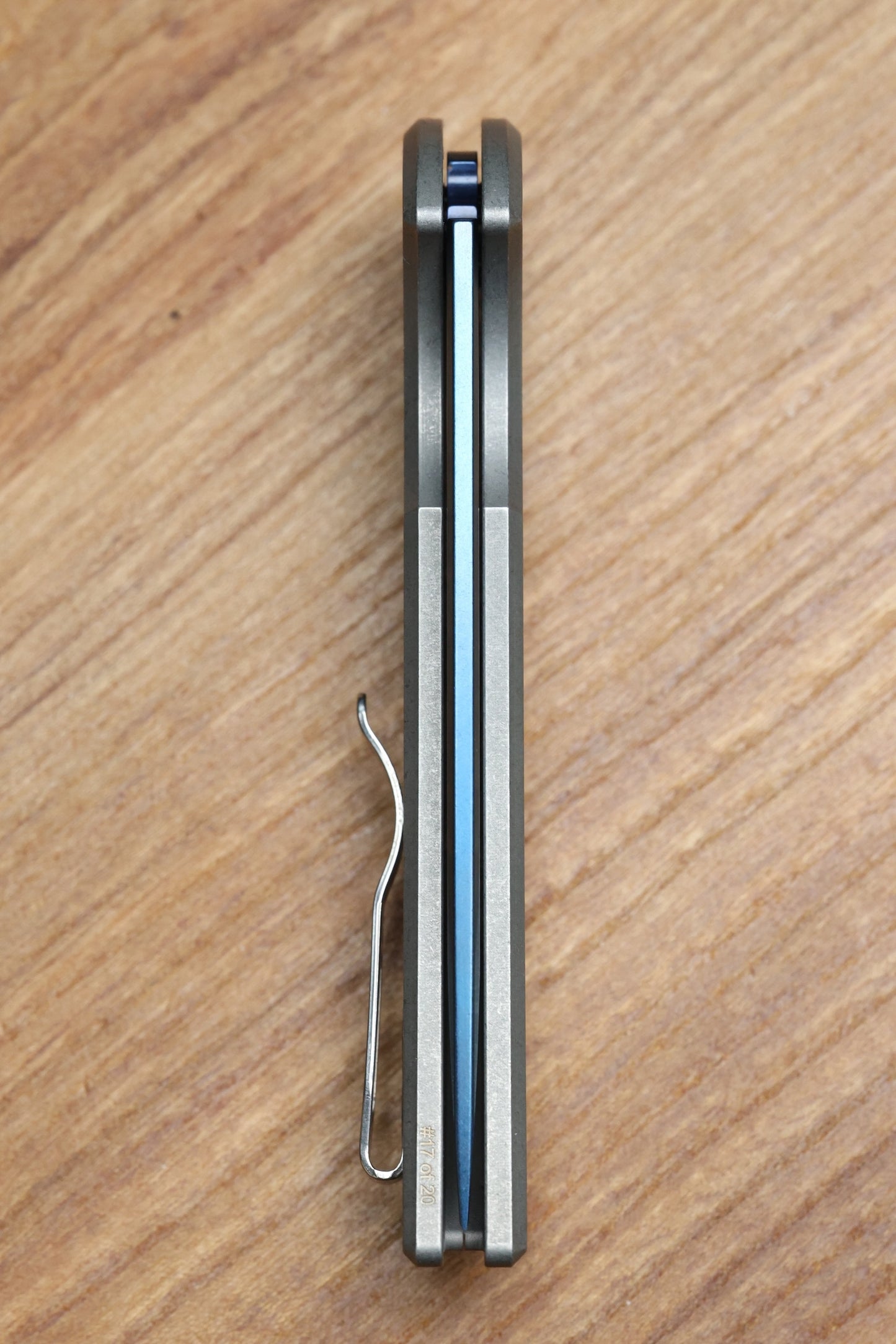 PRO-TECH MORDAX STAINLESS NEXUS HANDLE W/ ABALONE BUTTON & SAPPHIRE BLUE MAGNACUT 2026 CUSTOM 001