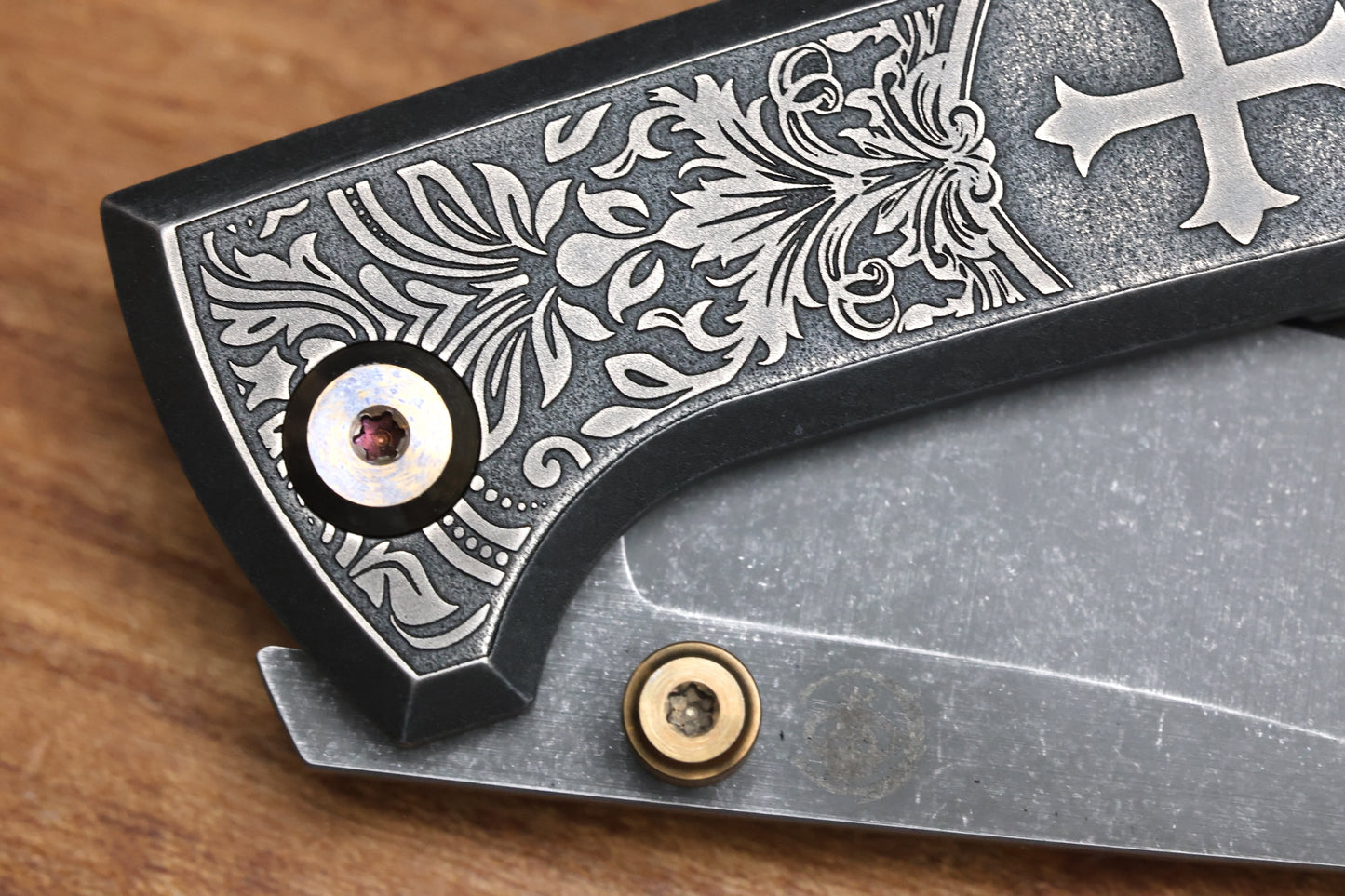 CHAVES KNIVES RCK9 CRUSADER TITANIUM 3.25" DROP POINT BATTLE FINISH