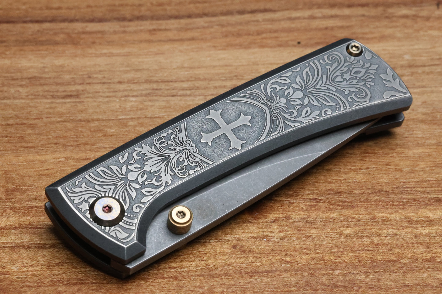 CHAVES KNIVES RCK9 CRUSADER TITANIUM 3.25" DROP POINT BATTLE FINISH
