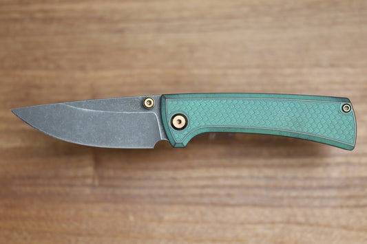 CHAVES KNIVES RCK9 GREEN DRAGON SCALE TITANIUM 3.25" DROP POINT BATTLE FINISH