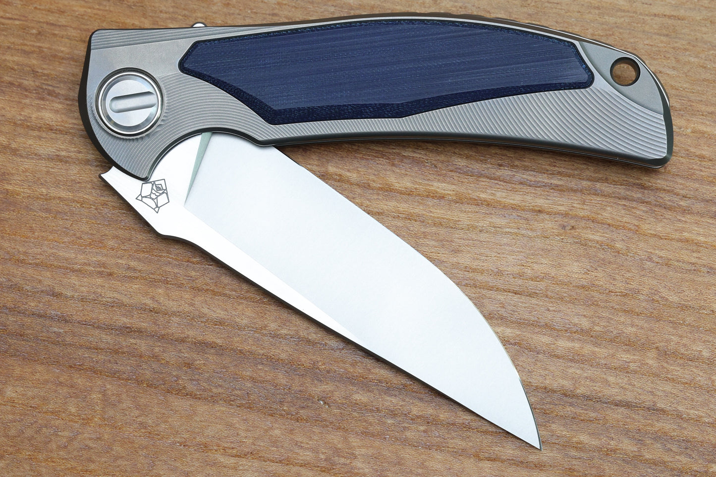 SHIROGOROV "LIMITED EDITION" RJ MARTIN DESIGN DENIM OVERKILL - S90V BLADE - TITANIUM HANDLE W/ JEANS MICARTA INLAYS - SRRBS