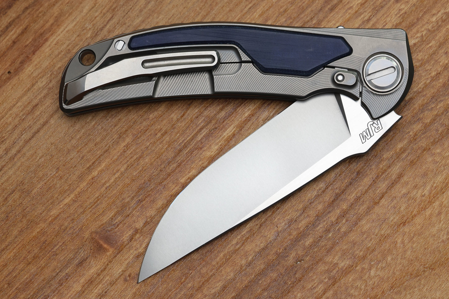 SHIROGOROV "LIMITED EDITION" RJ MARTIN DESIGN DENIM OVERKILL - S90V BLADE - TITANIUM HANDLE W/ JEANS MICARTA INLAYS - SRRBS