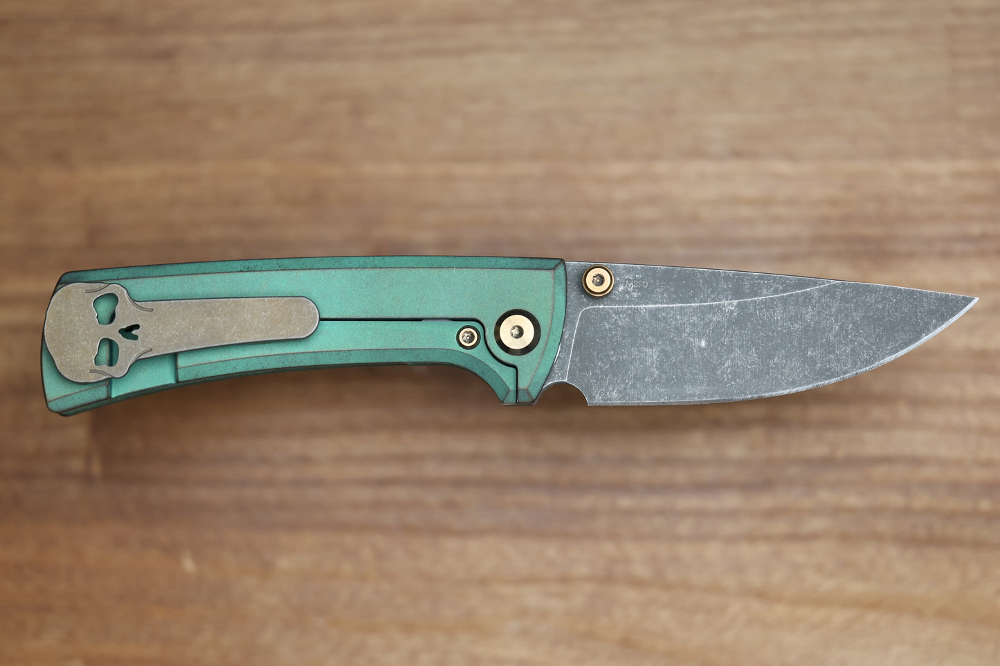 CHAVES KNIVES RCK9 GREEN DRAGON SCALE TITANIUM 3.25" DROP POINT BATTLE FINISH